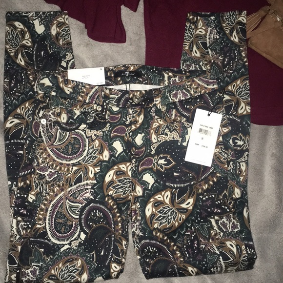 NWT 7 For All Mankind Women’s Ankle Super Skinny Stretch Paisley Print Pant - Picture 3 of 11